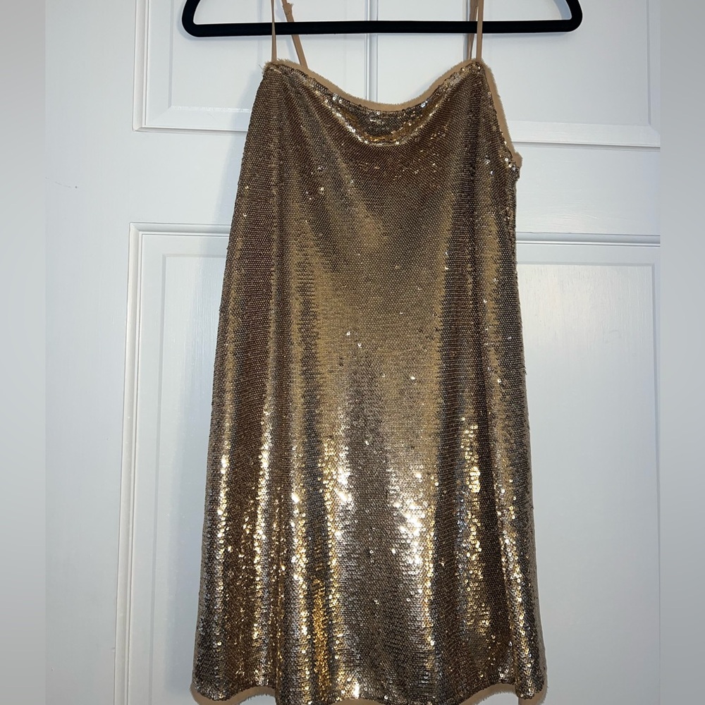 Free People Gold Sequin Mini Dress